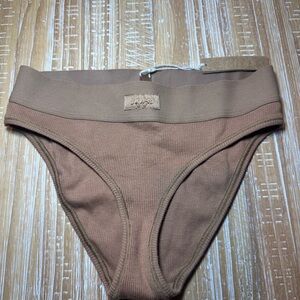 SKIMS Ribbed High-Waist Briefs in Brown